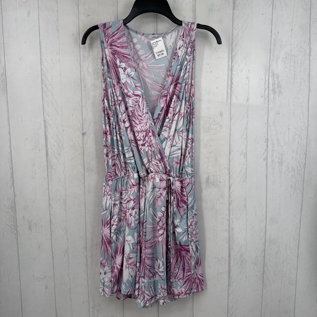 XL flo print crossover slvls romper