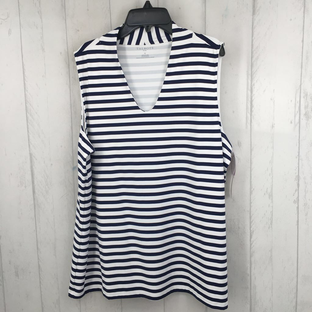 1X striped split neck tank