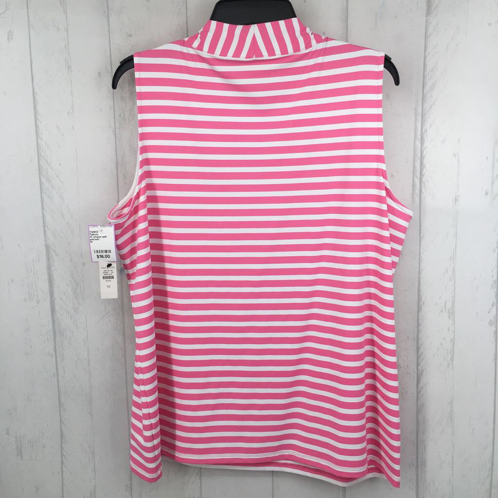 1X striped split neck tank