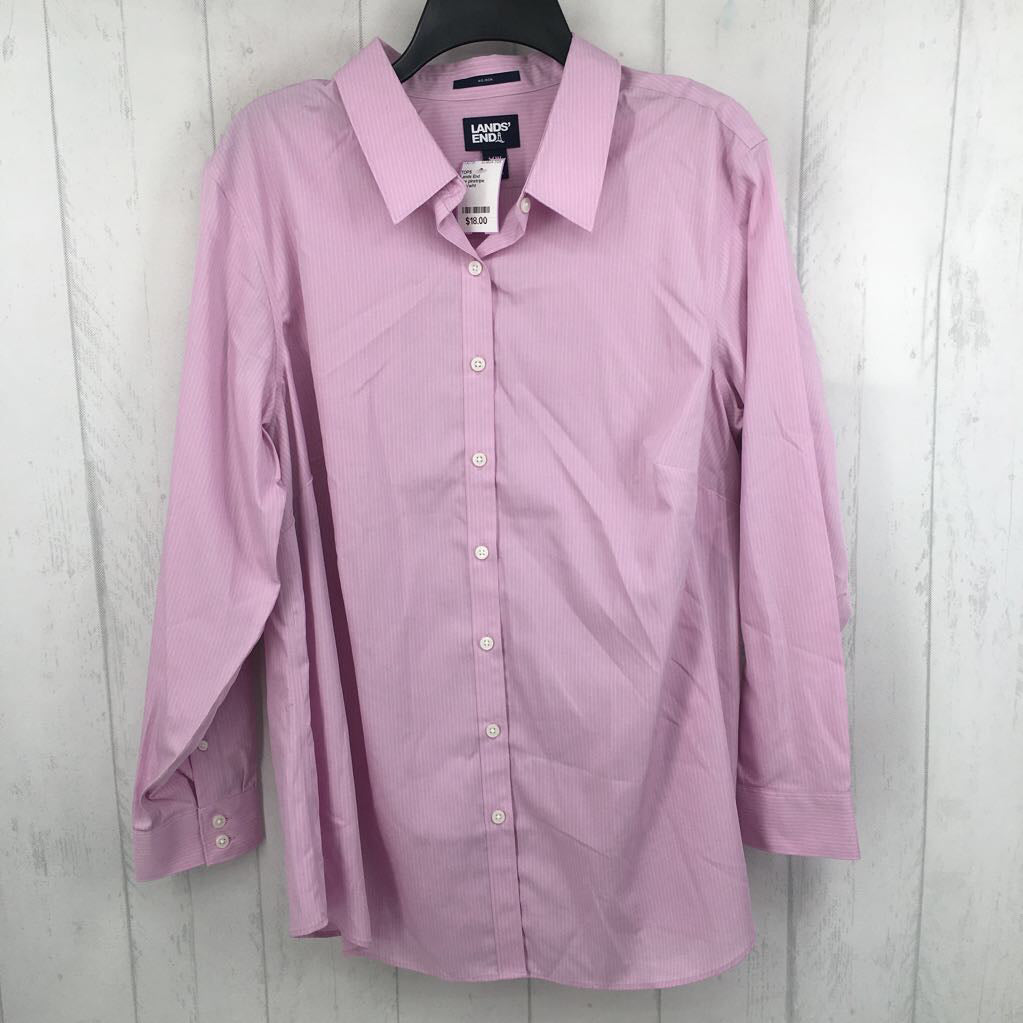 16w pinstripe button down l/s top