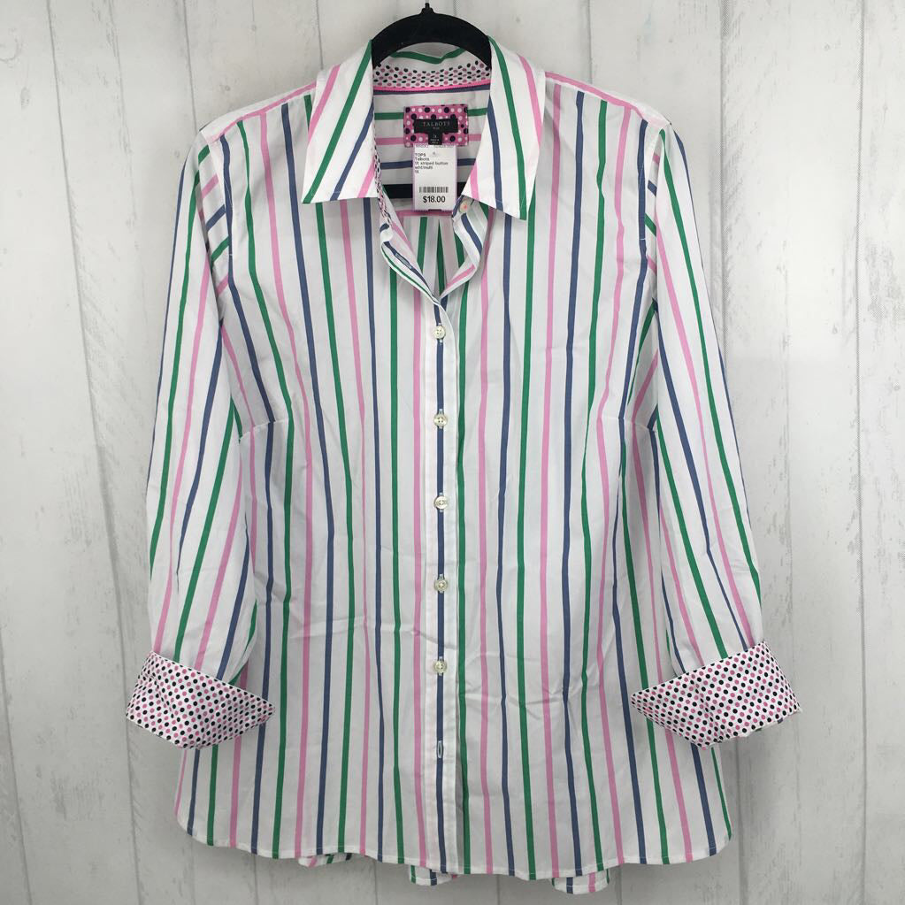 1X striped button down l/s top