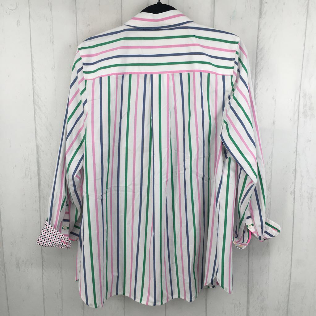 1X striped button down l/s top
