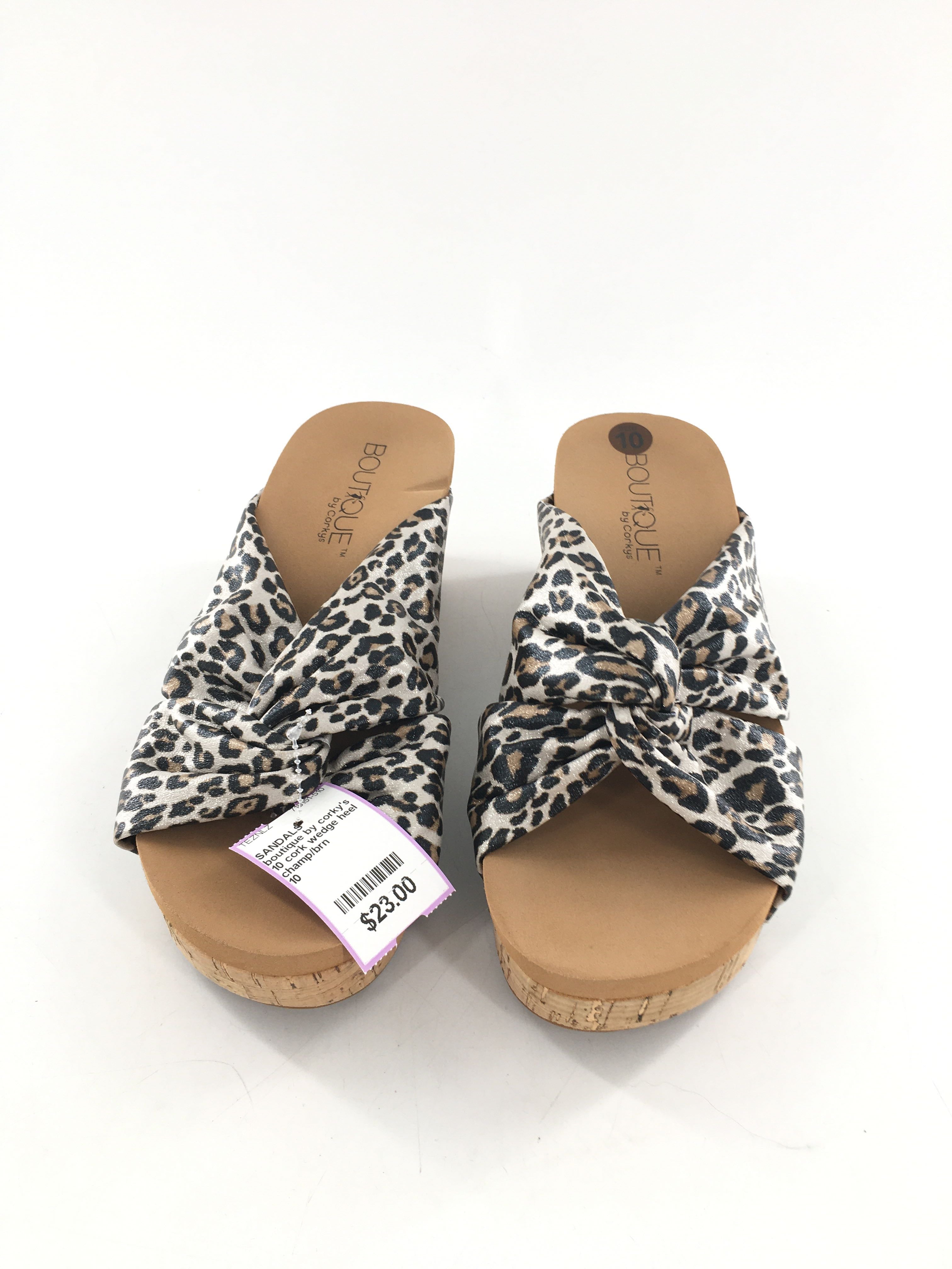 10 cork wedge heel animal print twist sandal