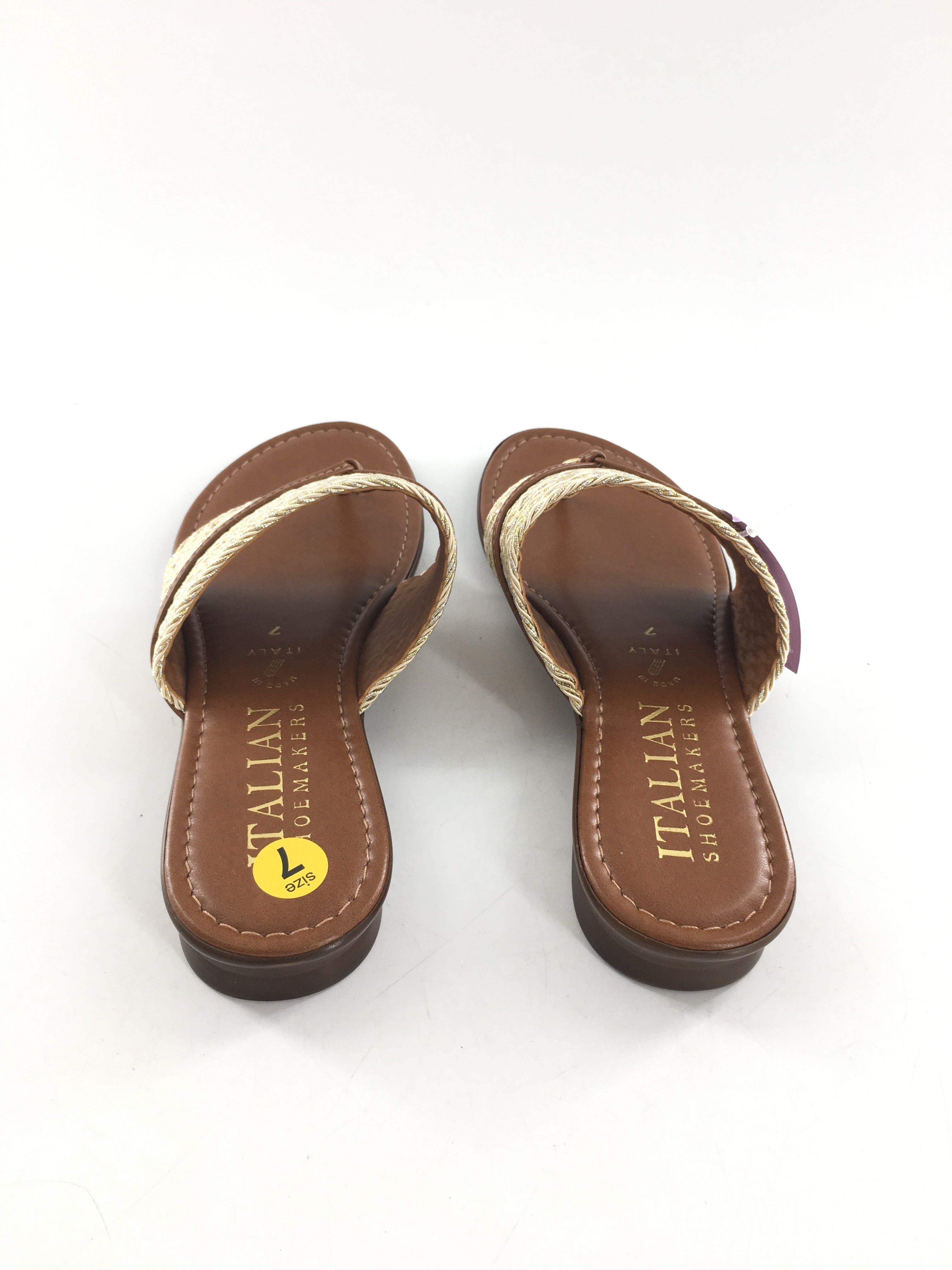 7 woven strap thong sandal