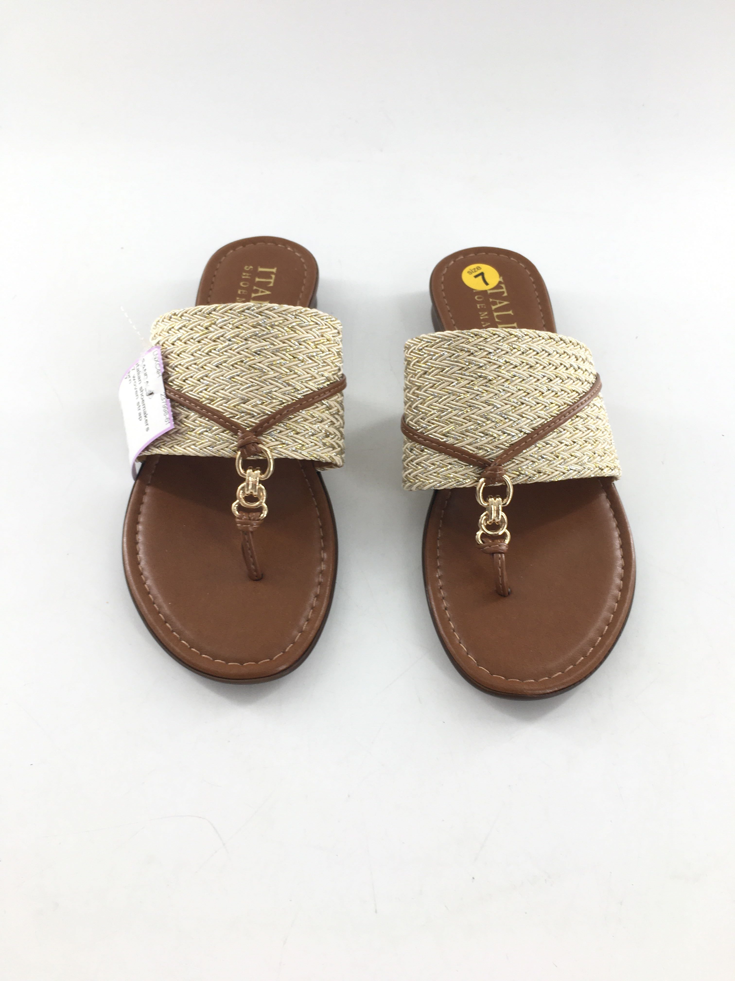 7 woven strap thong sandal