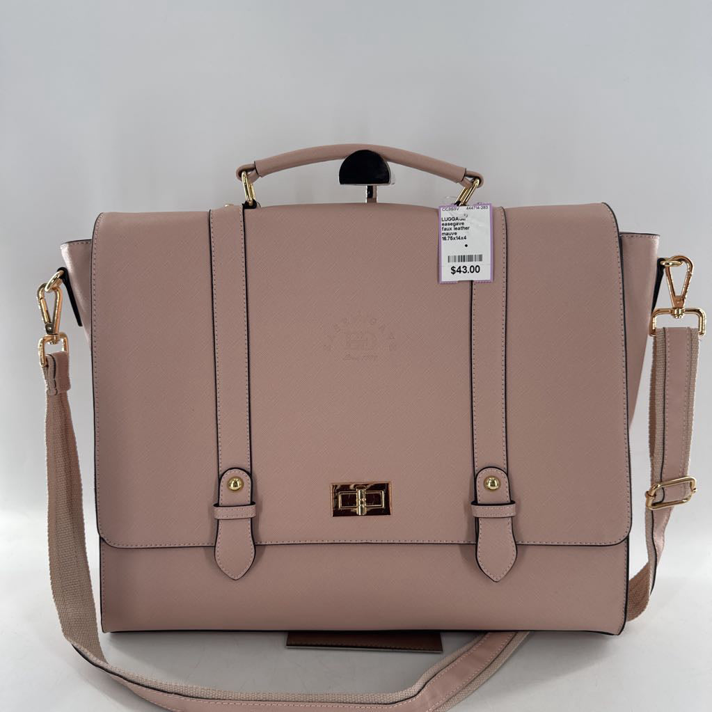 faux leather turnlock laptop briefcase
