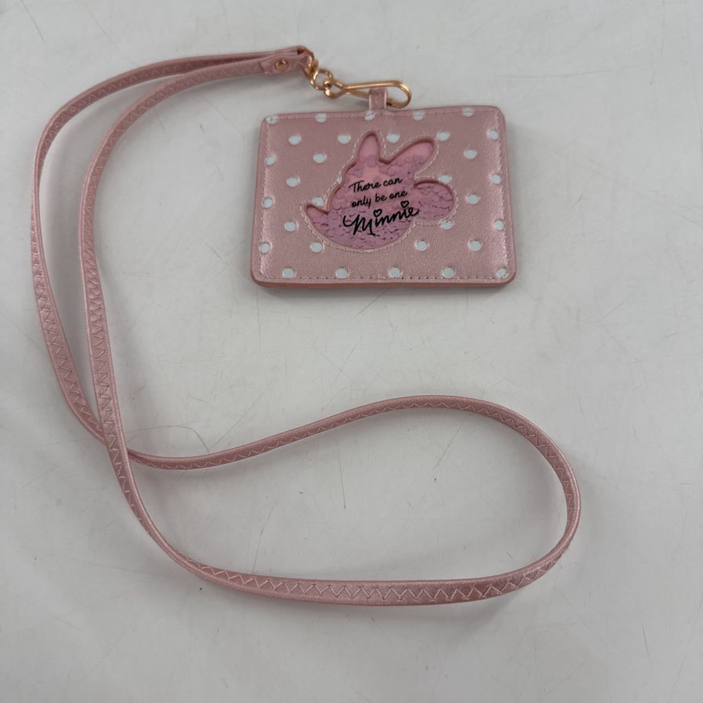 minnie mouse polka dot glitter lanyard