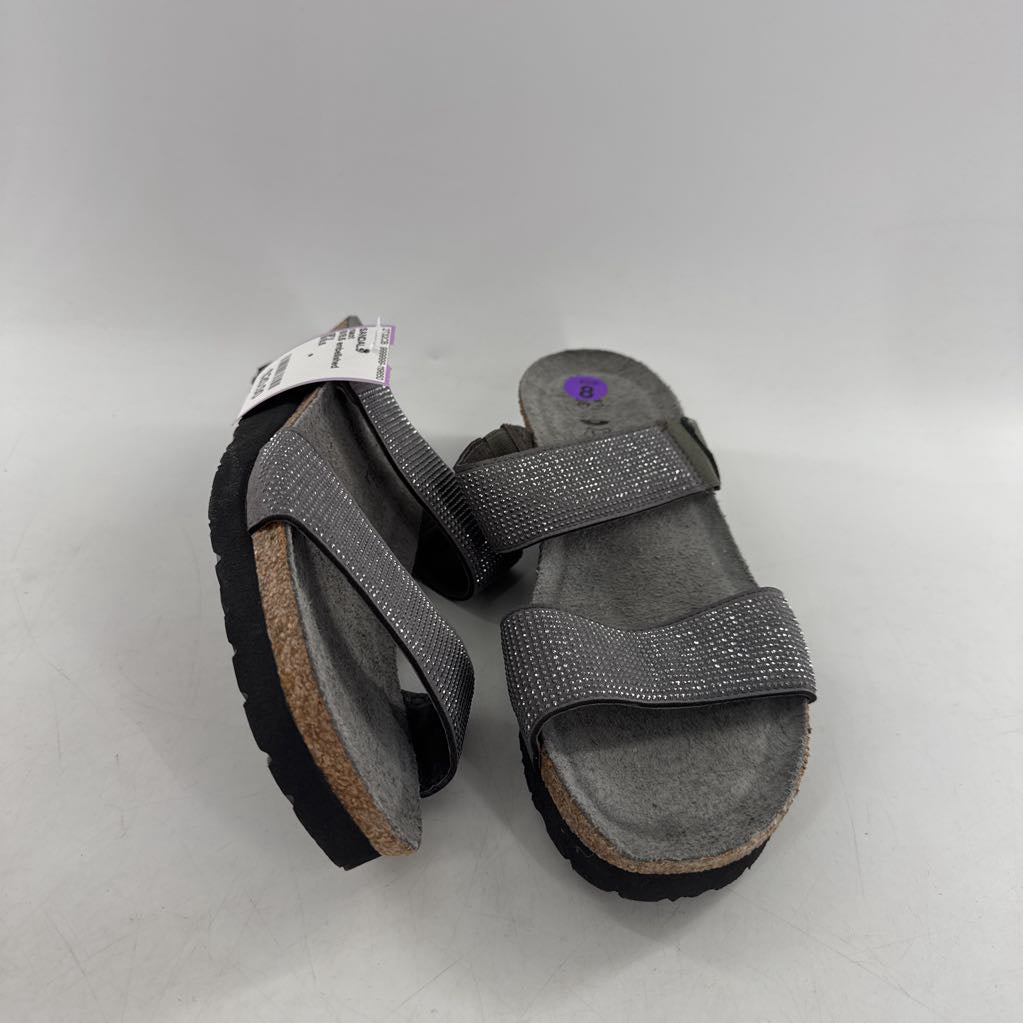 8/8.5 embellished doublle strap slide sandals