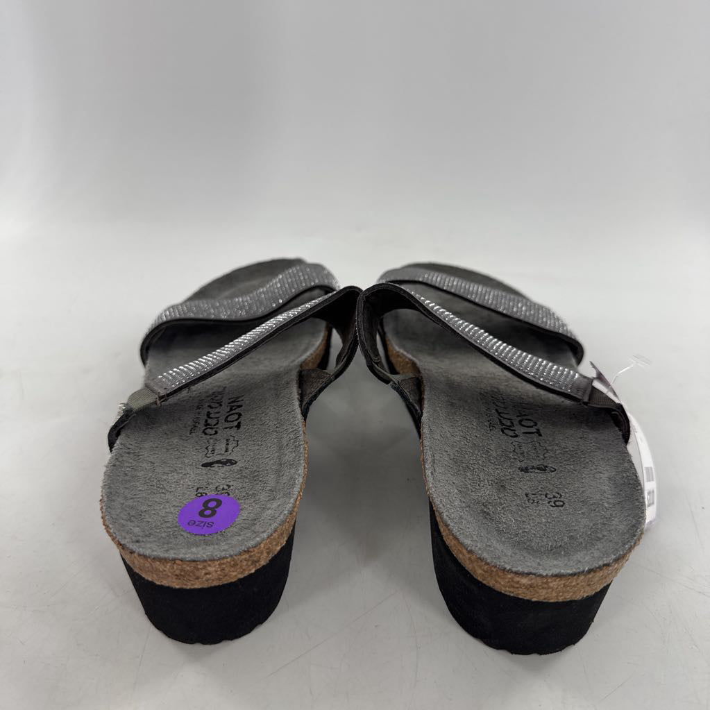 8/8.5 embellished doublle strap slide sandals