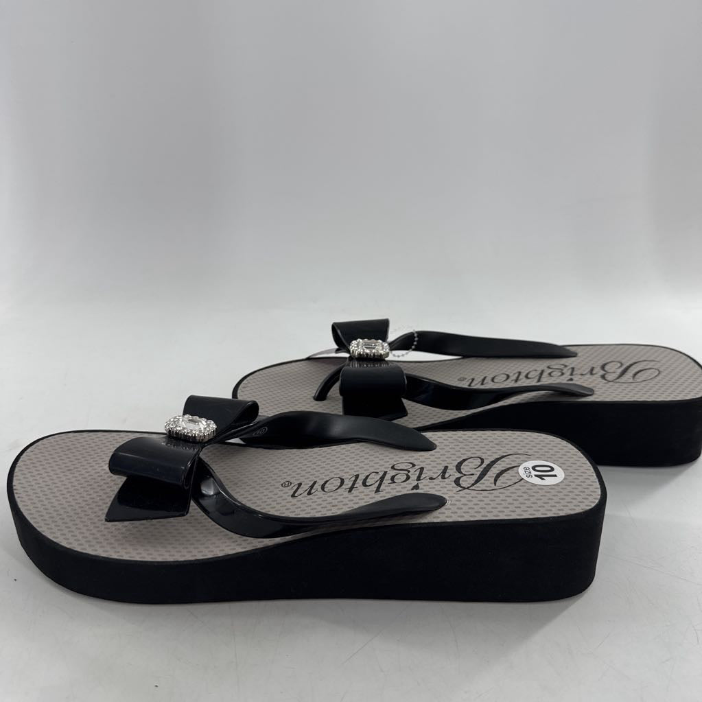 10 patent bow rhinestone flip flops