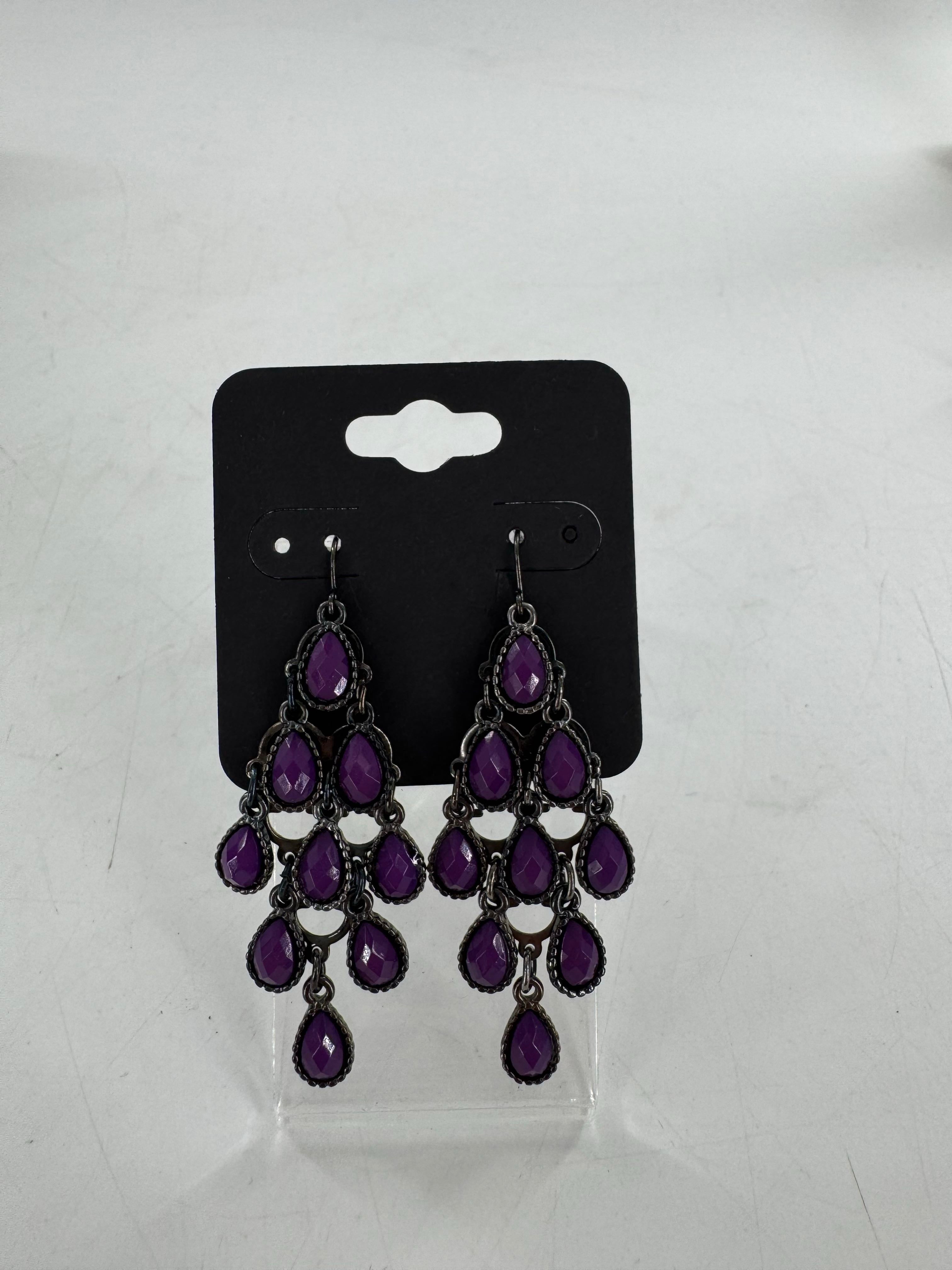 purple beaded chandelier earringa