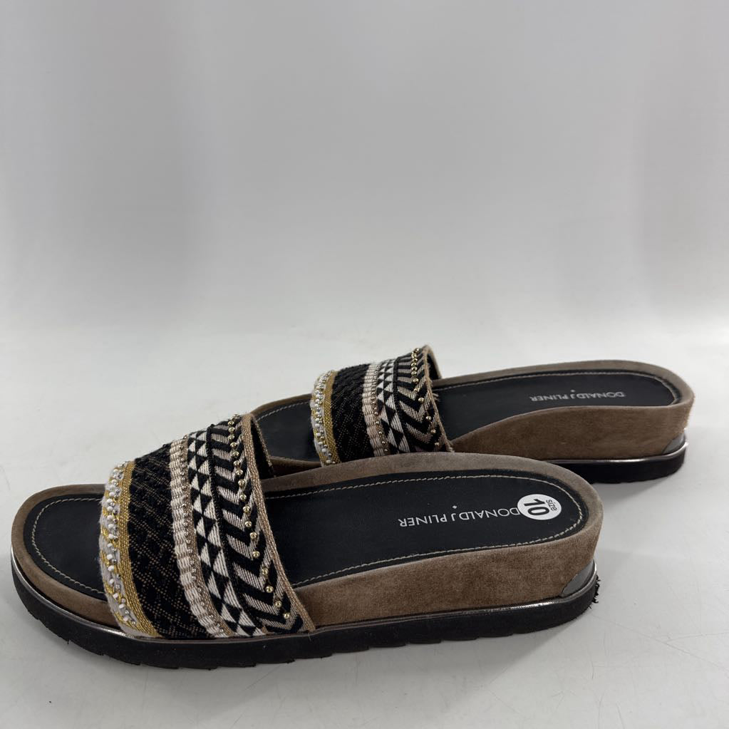 10 woven beaded strap slide sandals