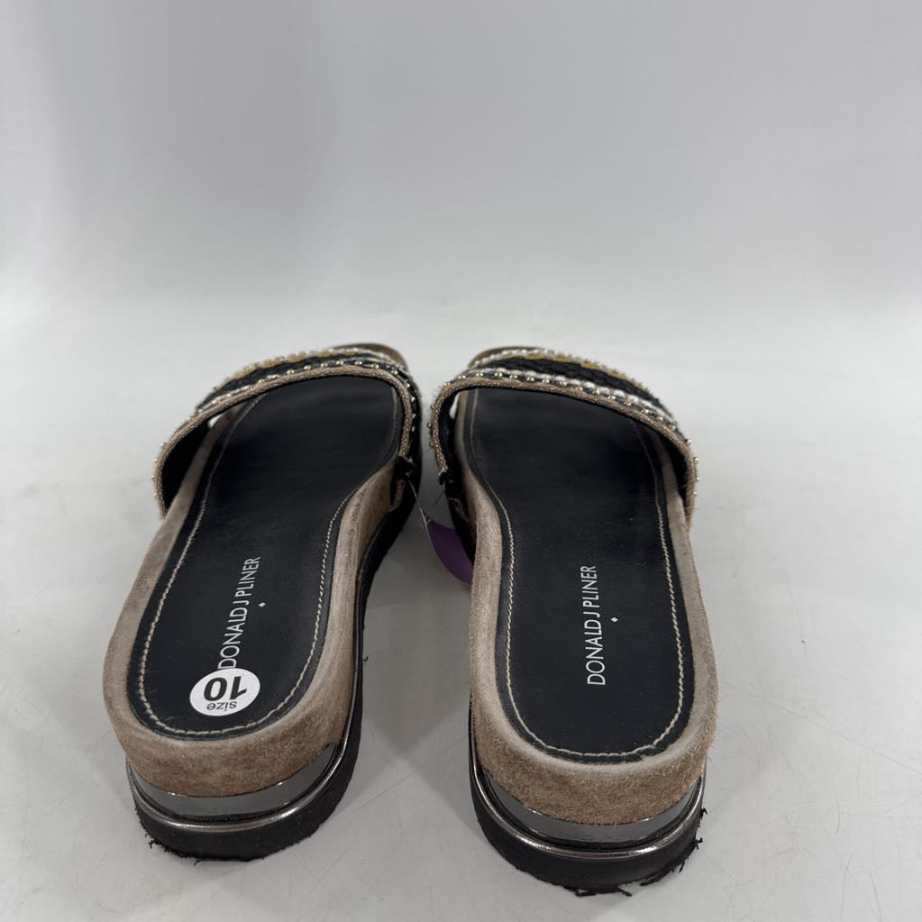 10 woven beaded strap slide sandals