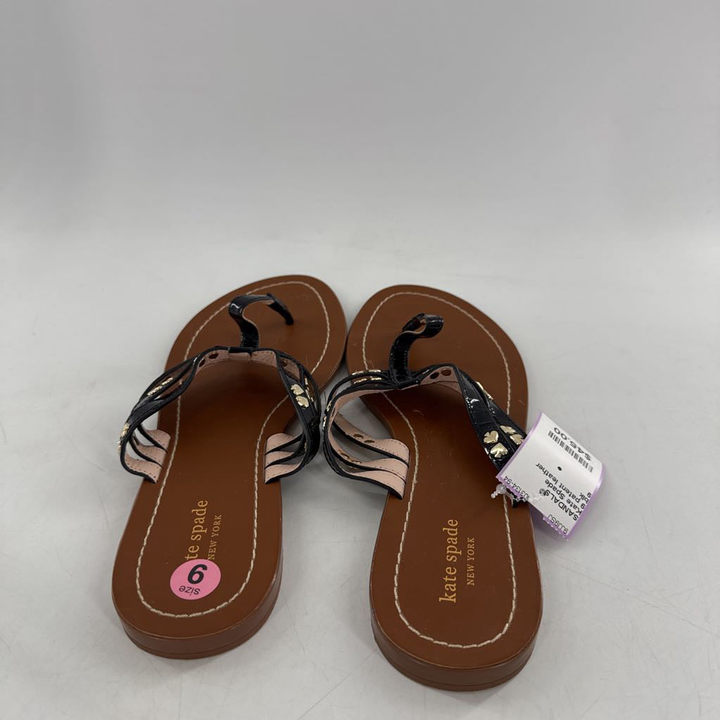 9 patent leather embelished thong sandal