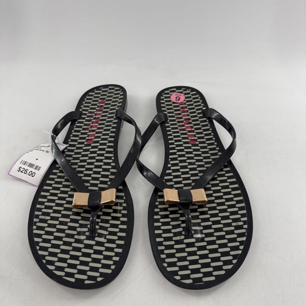 9 gold bow flip flops