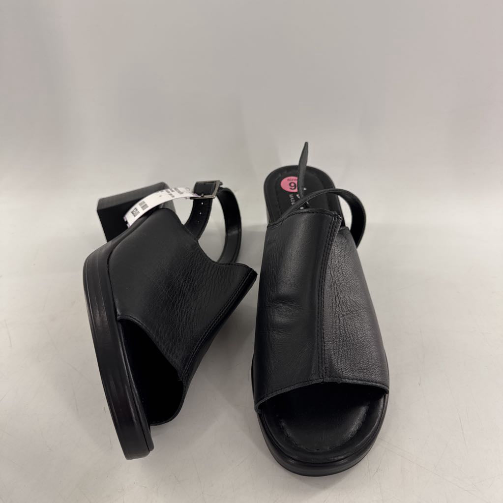 9 leather open toe heels