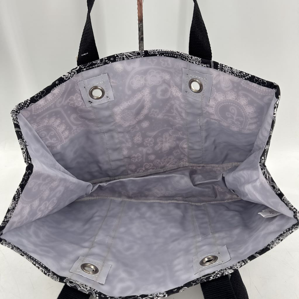 black & white canvas storage tote