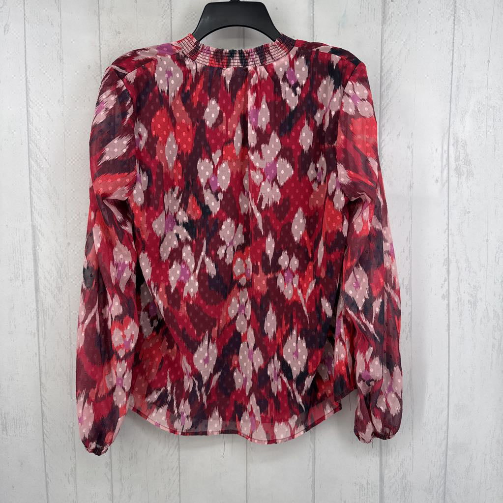 M textured notch neck l/s top