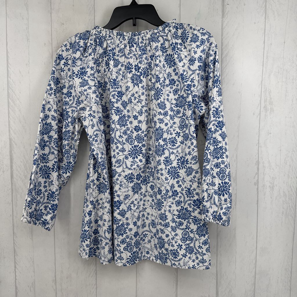 S flo print notch neck 3/4 slv top