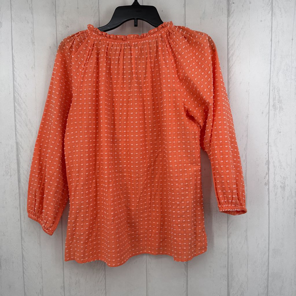 XS textured split neck 3/4 slv top
