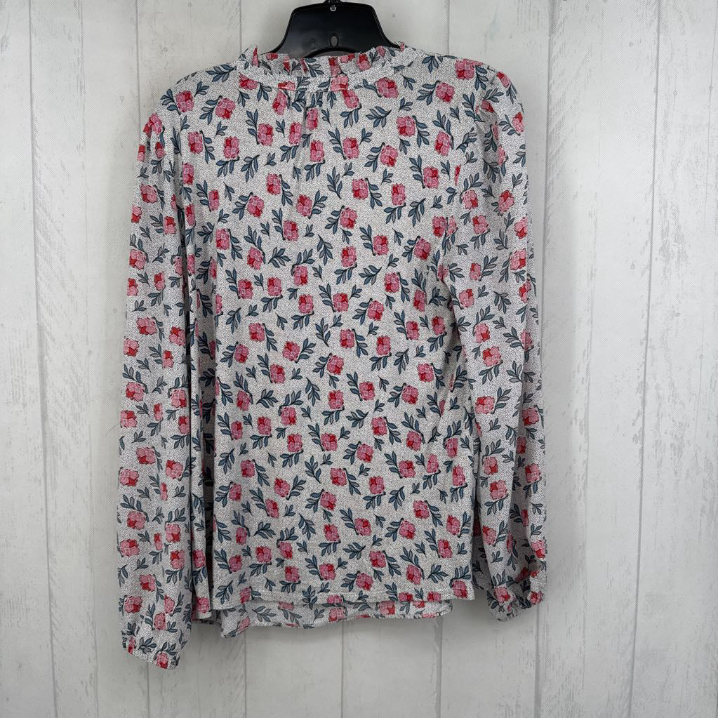M flo print 1/2 button down l/s top