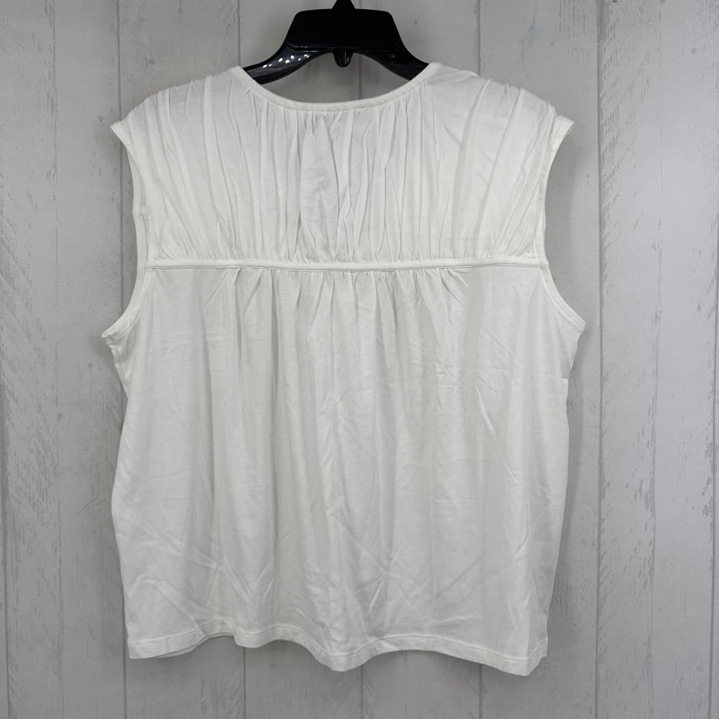 M smocked tie-front tank
