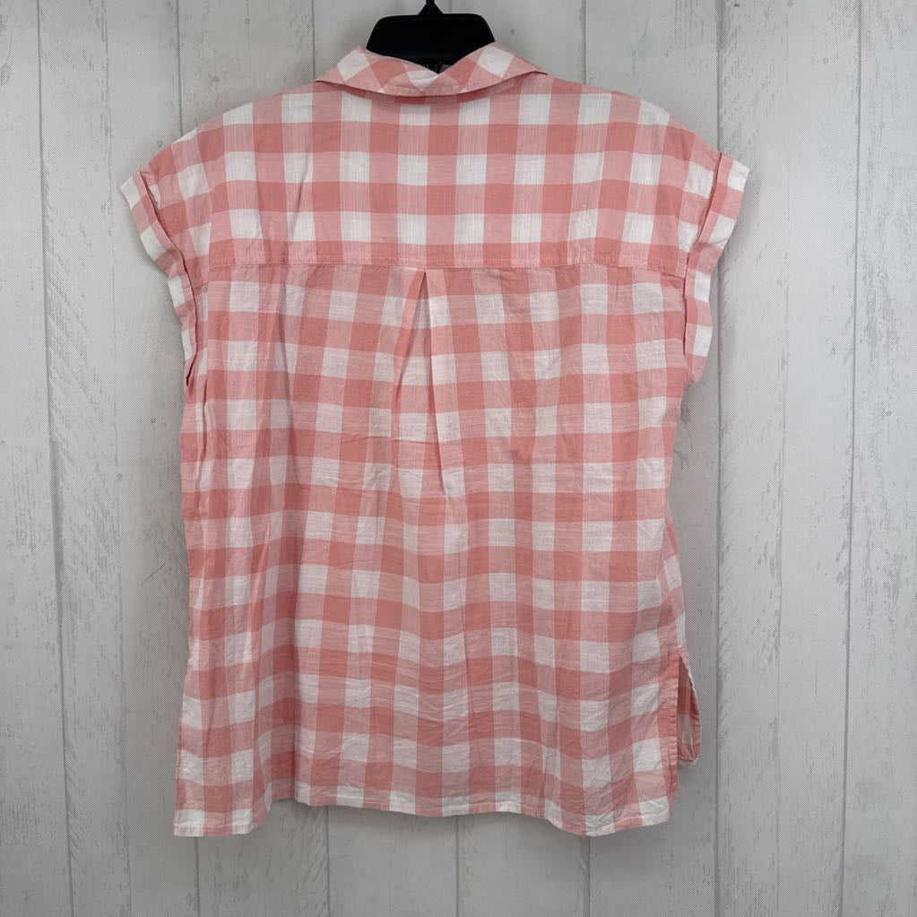 M plaid button down s/s top