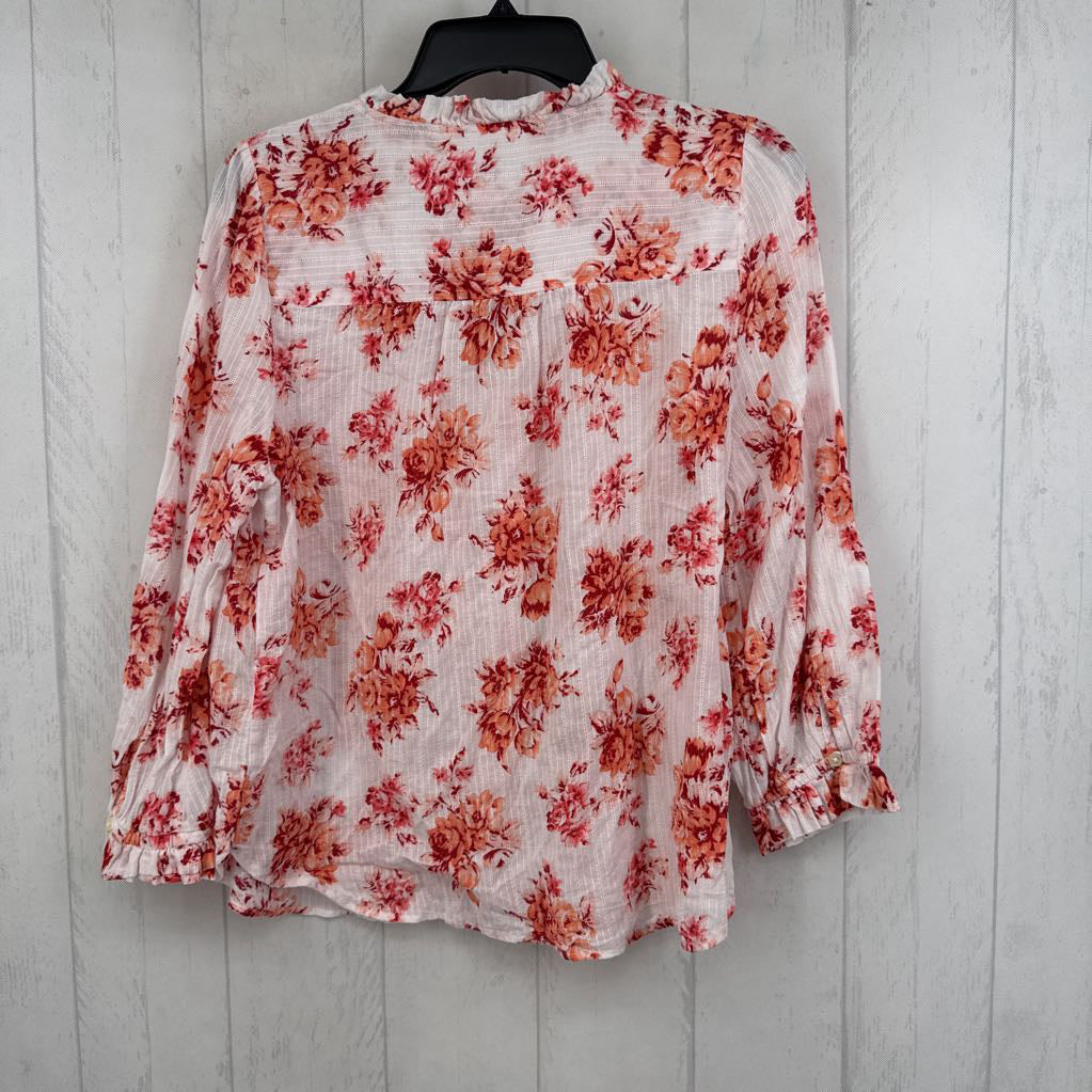 M flo print button down l/s top