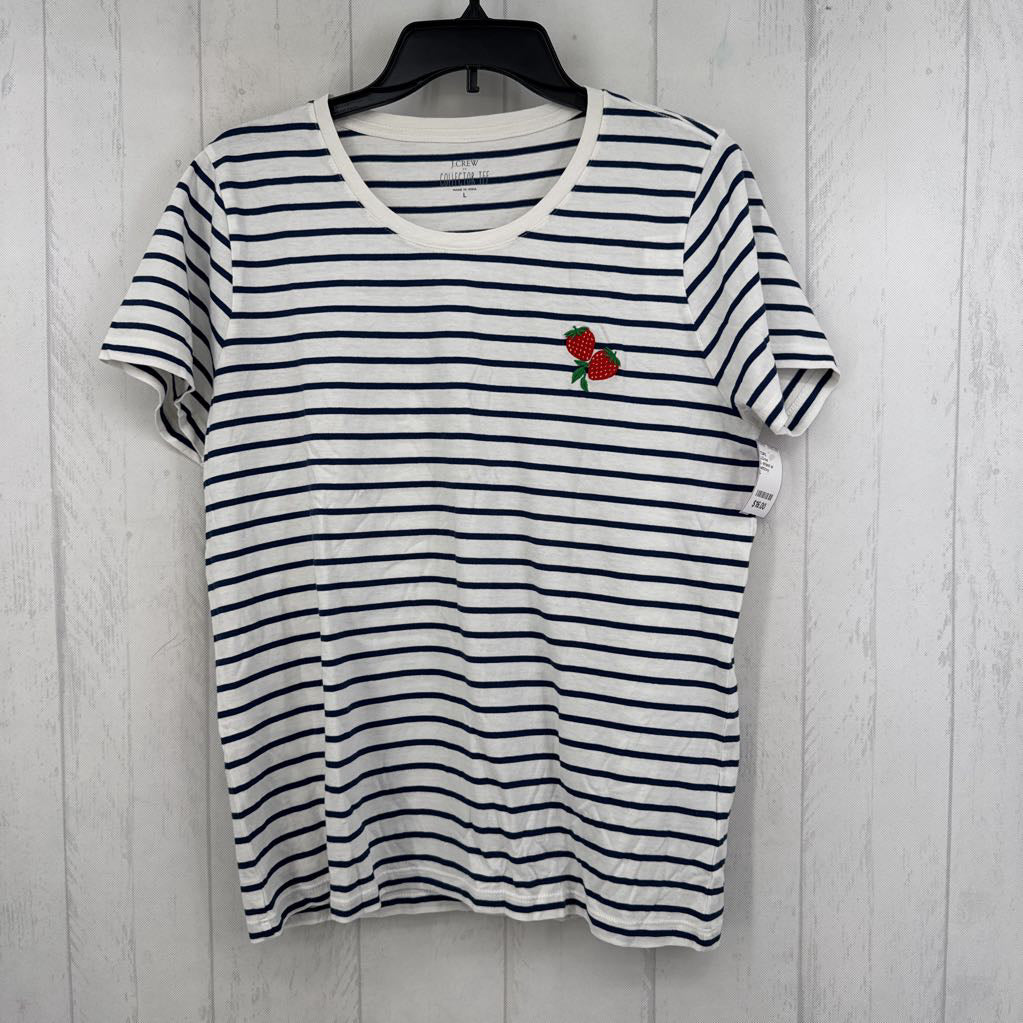 L striped w/ strawberries s/s tee