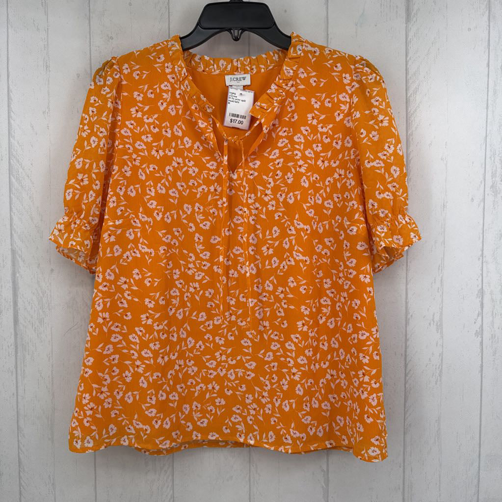 M flo print split neck s/s top