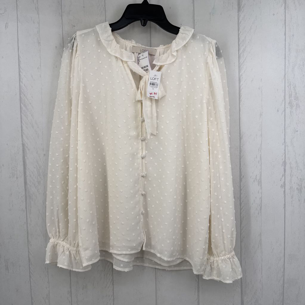 R50 M textured tie-front l/s top