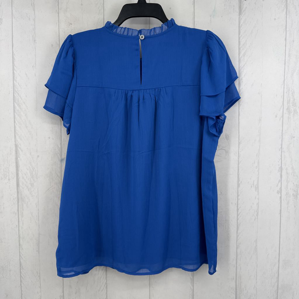 M smocked flutter s/s top