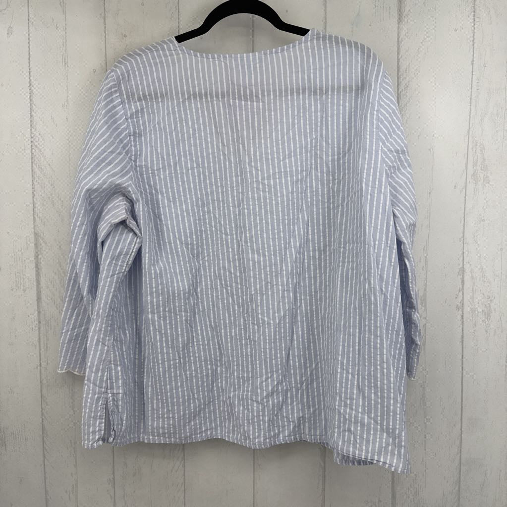 XXL striped scalloped 3/4 slv top