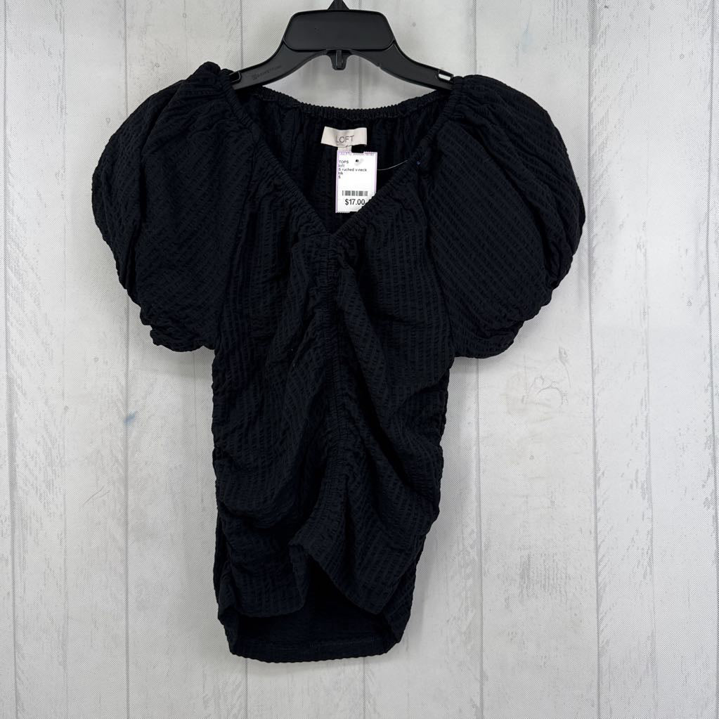 S ruched v-neck s/s top