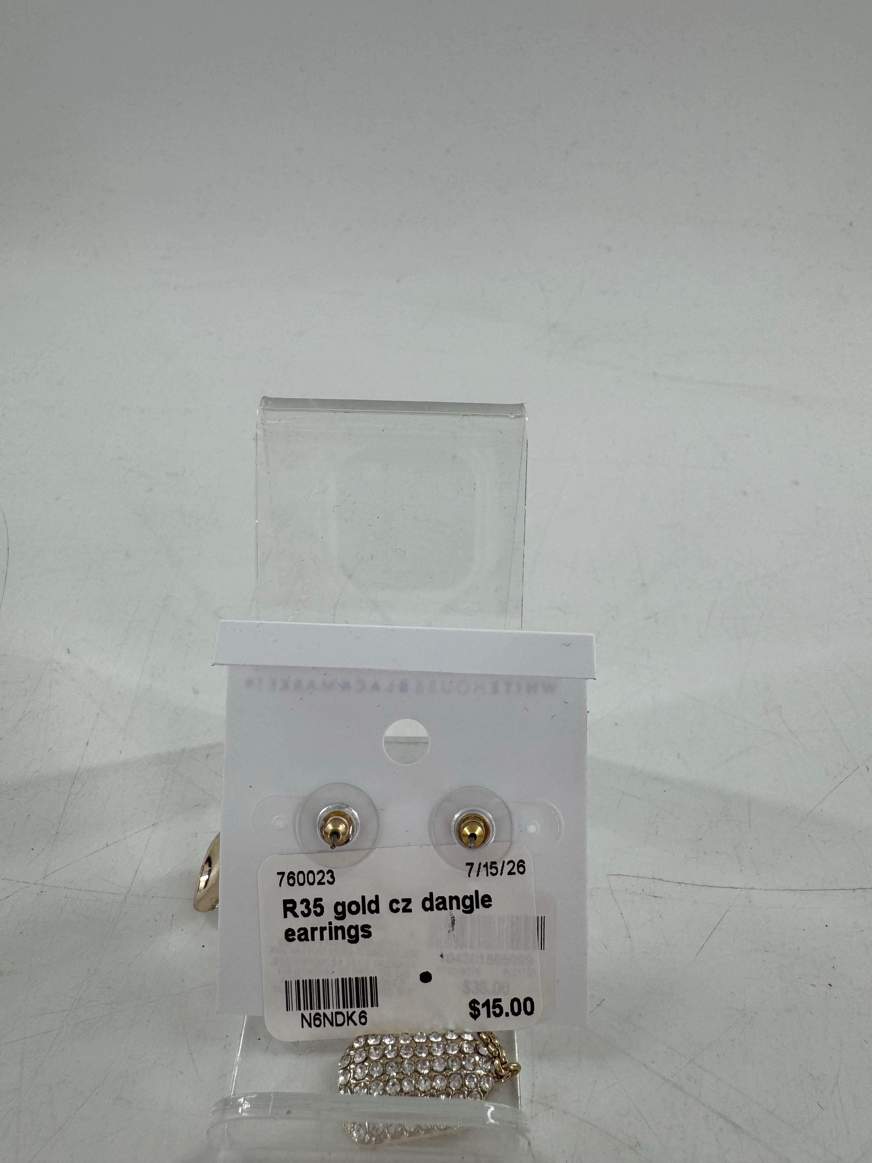 R35 gold cz dangle earrings