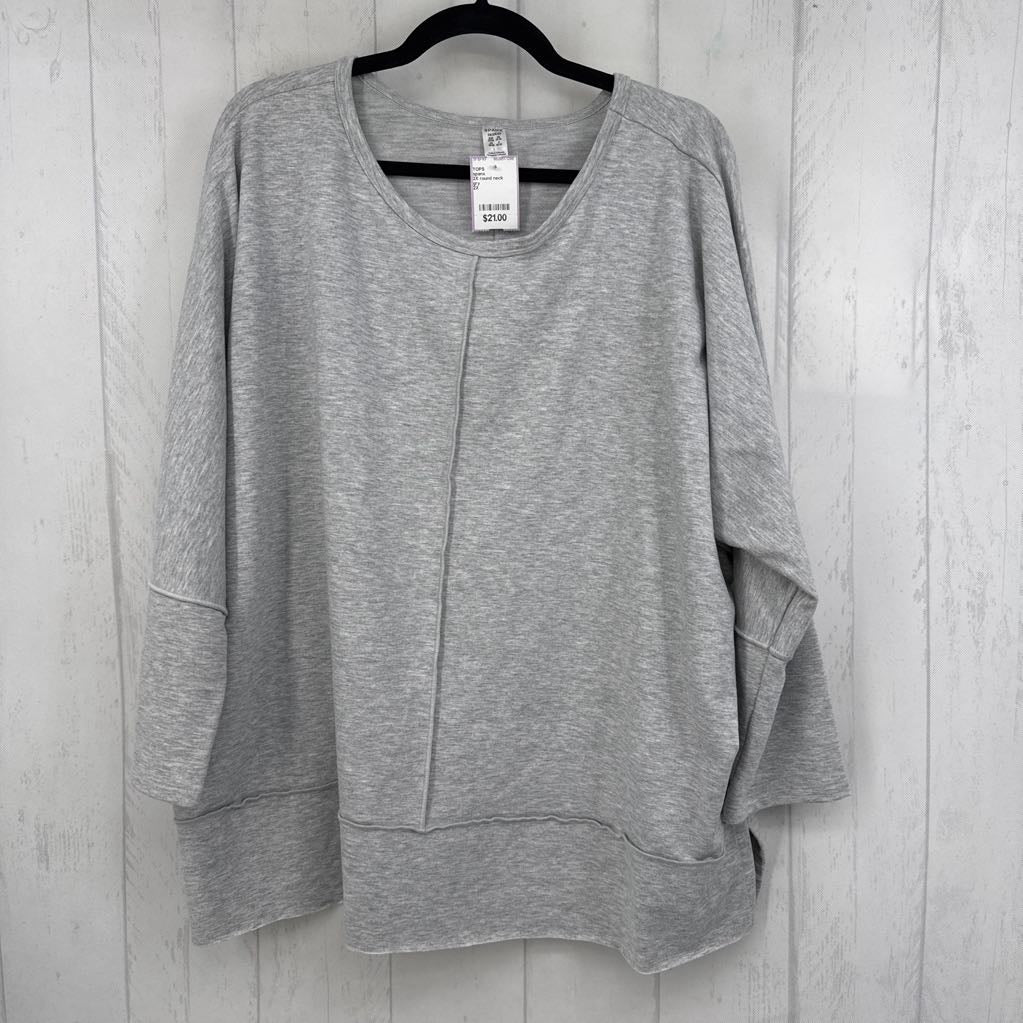 2X round neck dolman slv top