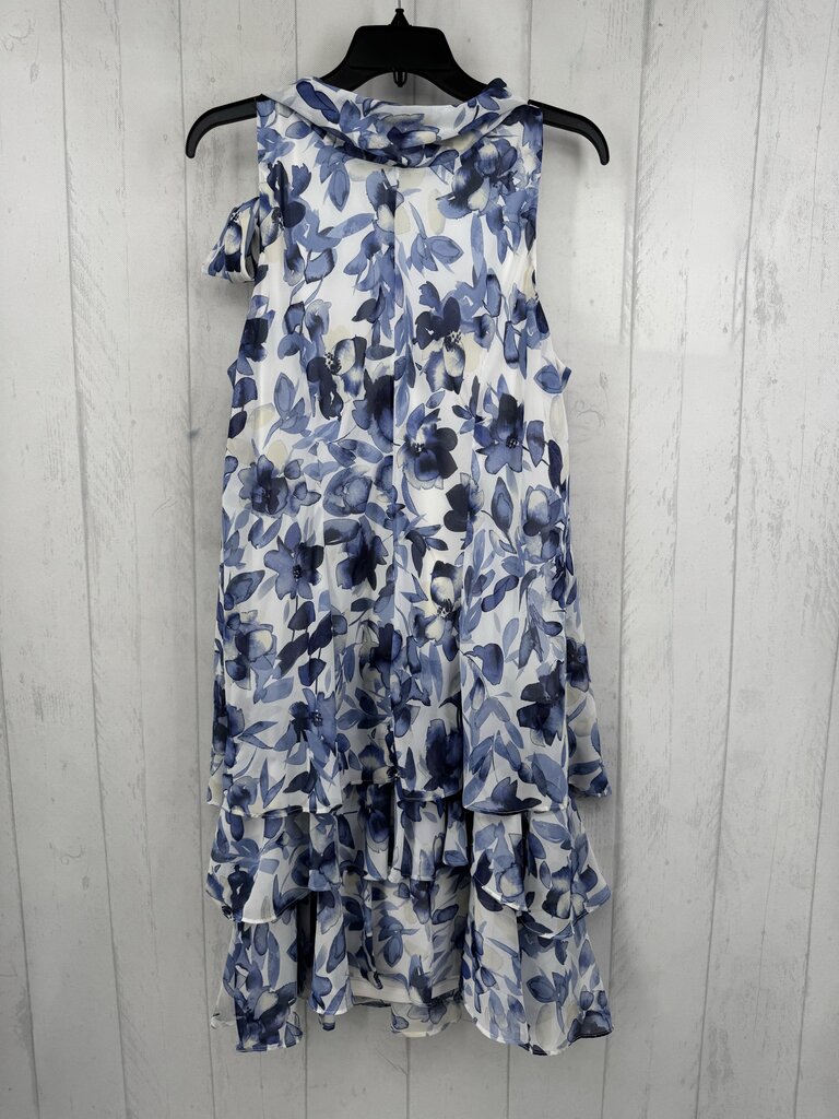 14 flo print cowl neck ruffled slvls dress