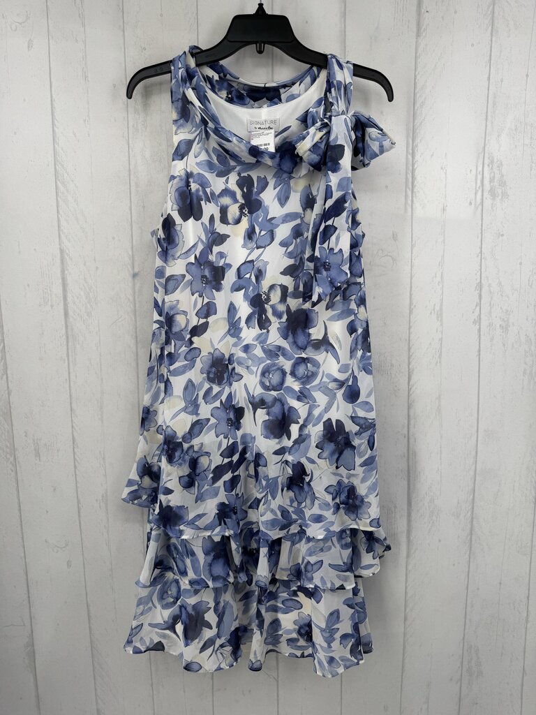 14 flo print cowl neck ruffled slvls dress