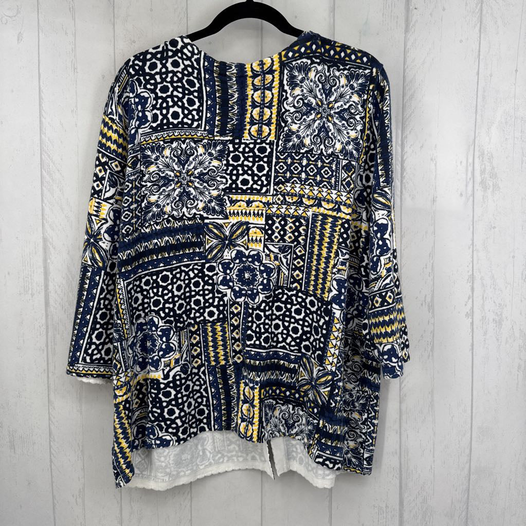 1X medallion print 3/4 slv cardi