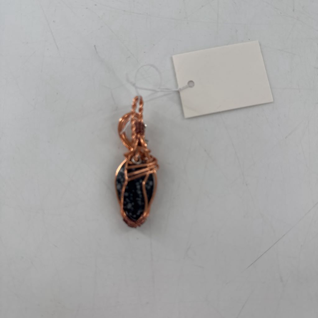 black agate copper wrapped pendant
