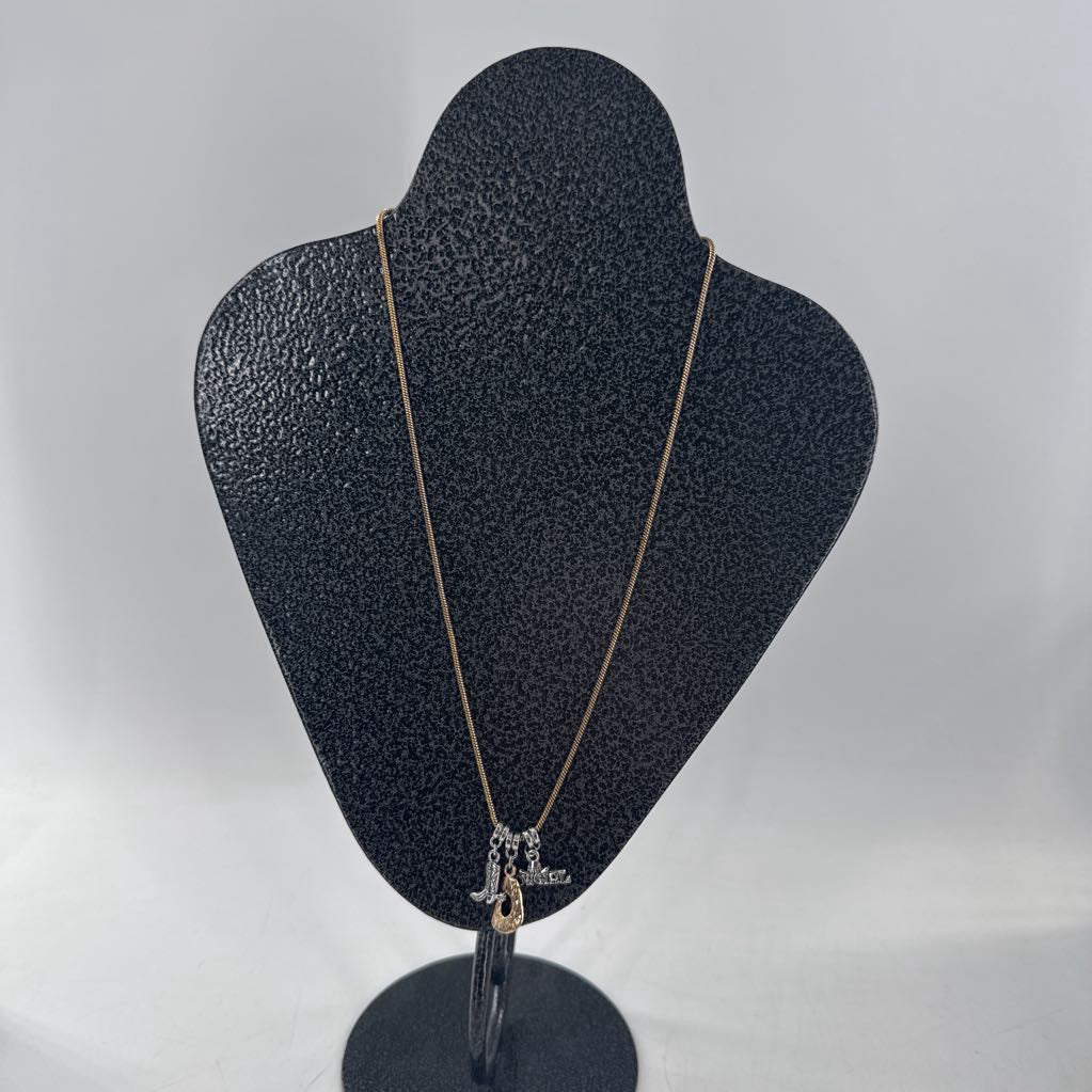 12" silver & gold cowgirl charm necklace