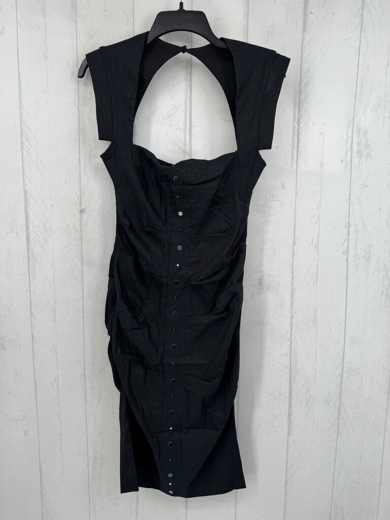 R330 6 linen blend embelished slvls dress