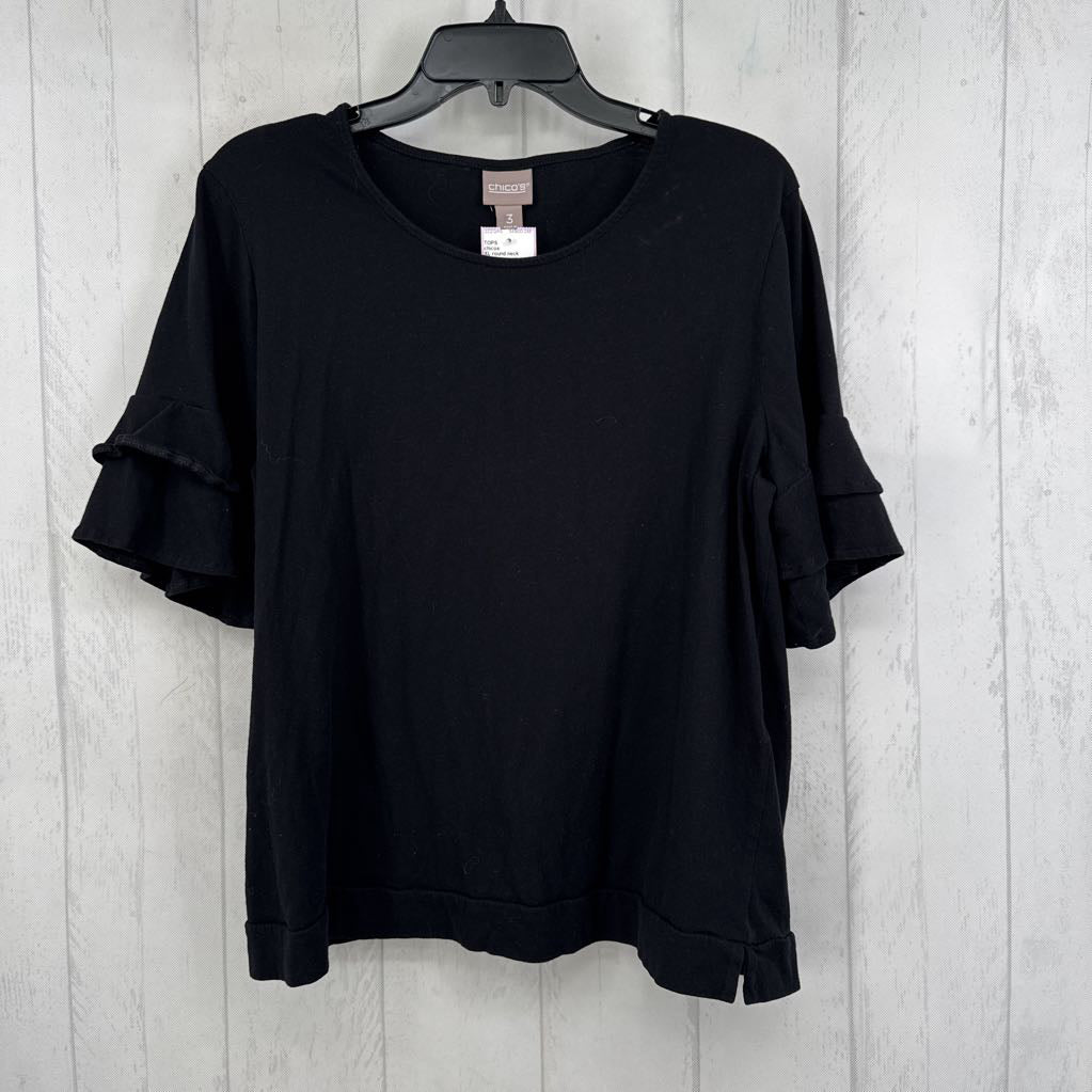XL round neck ruffled slv tee