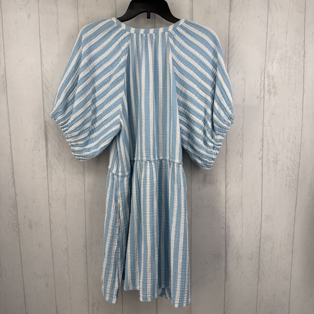 XL striped elastic waist s/s dress