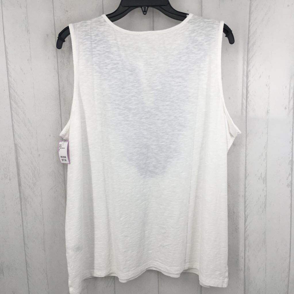 1X embroidered split neck tank