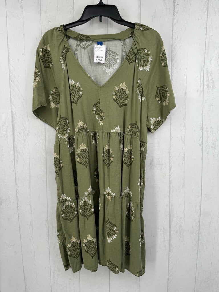 L flo print v-neck s/s dress