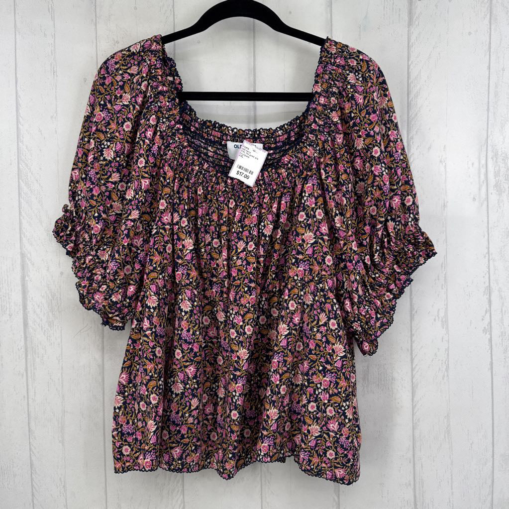 XXL flo print s/s top