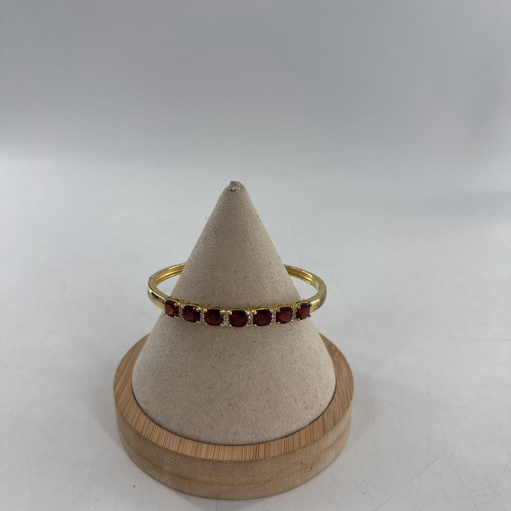 gold cz red stone clasp bracelet