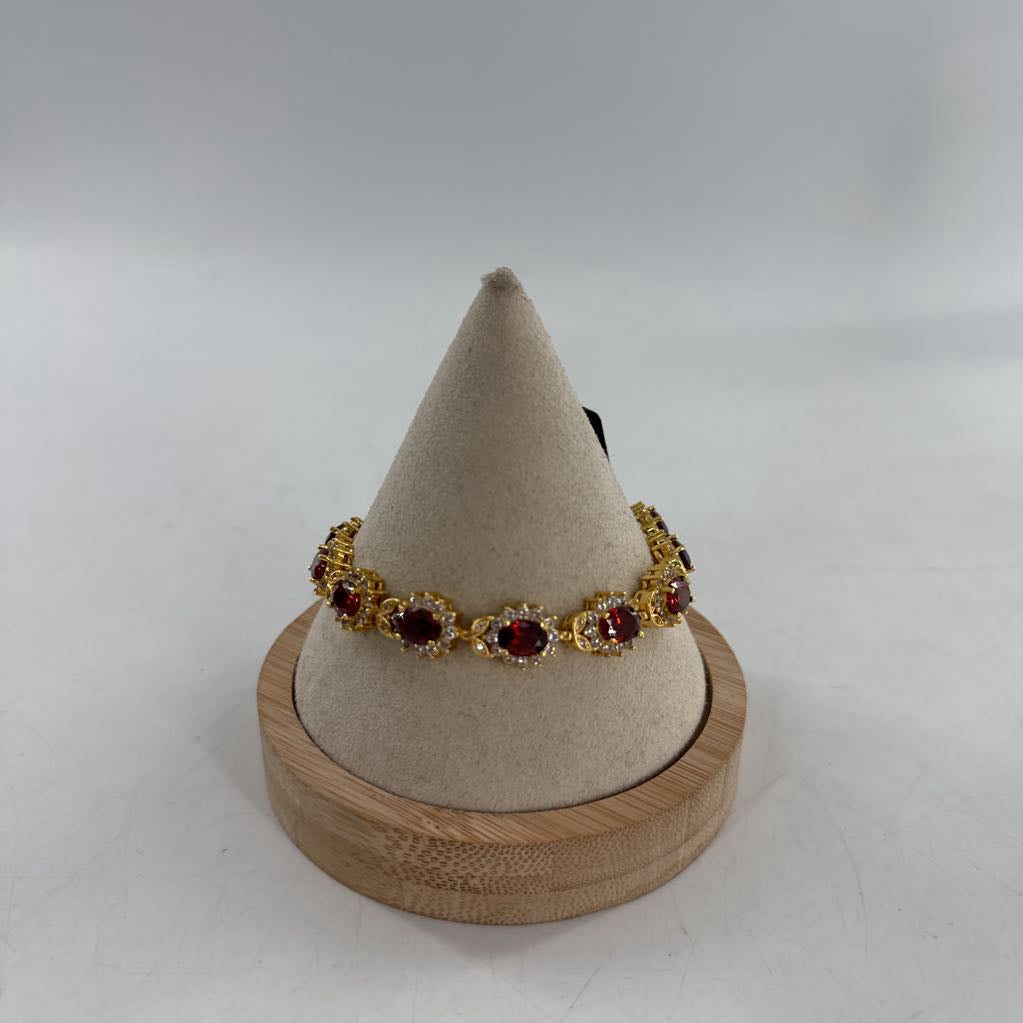 gold & red stone bracelet