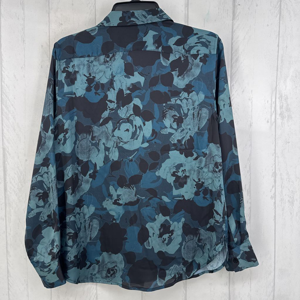 M flo print button down l/s top